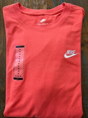 Nike Coral Crewneck Tee with White Swoosh Logo